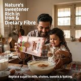 Father and child baking with Chewboo Dates Powder as a healthy sugar replacement.