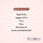 Chewboo Ragi Millet Shells ingredients list.